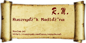 Rusznyák Madléna névjegykártya